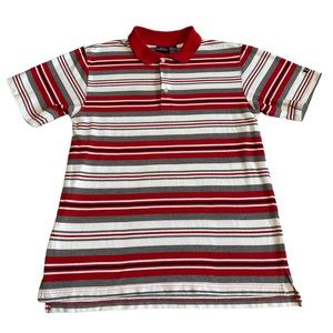 Vintage Bugle Boy Short Sleeve Polo Size M Red and White Striped